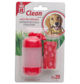 Dogit Dogit Bag Dispenser - 2 Rolls/20 Bags - Red