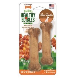 Nylabone Healthy Edibles Longer Lasting Bacon Bones Twin Pack - Petite