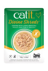 Catit Catit Divine Shreds - Chicken with Liver & Broccoli - 75g Pouch