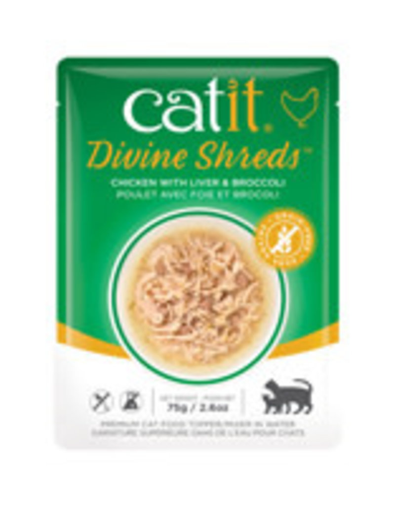 Catit Catit Divine Shreds - Chicken with Liver & Broccoli - 75g Pouch