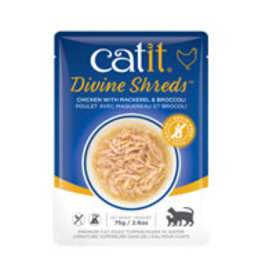 Catit Catit Divine Shreds - Chicken with Mackerel & Broccoli - 75g Pouch