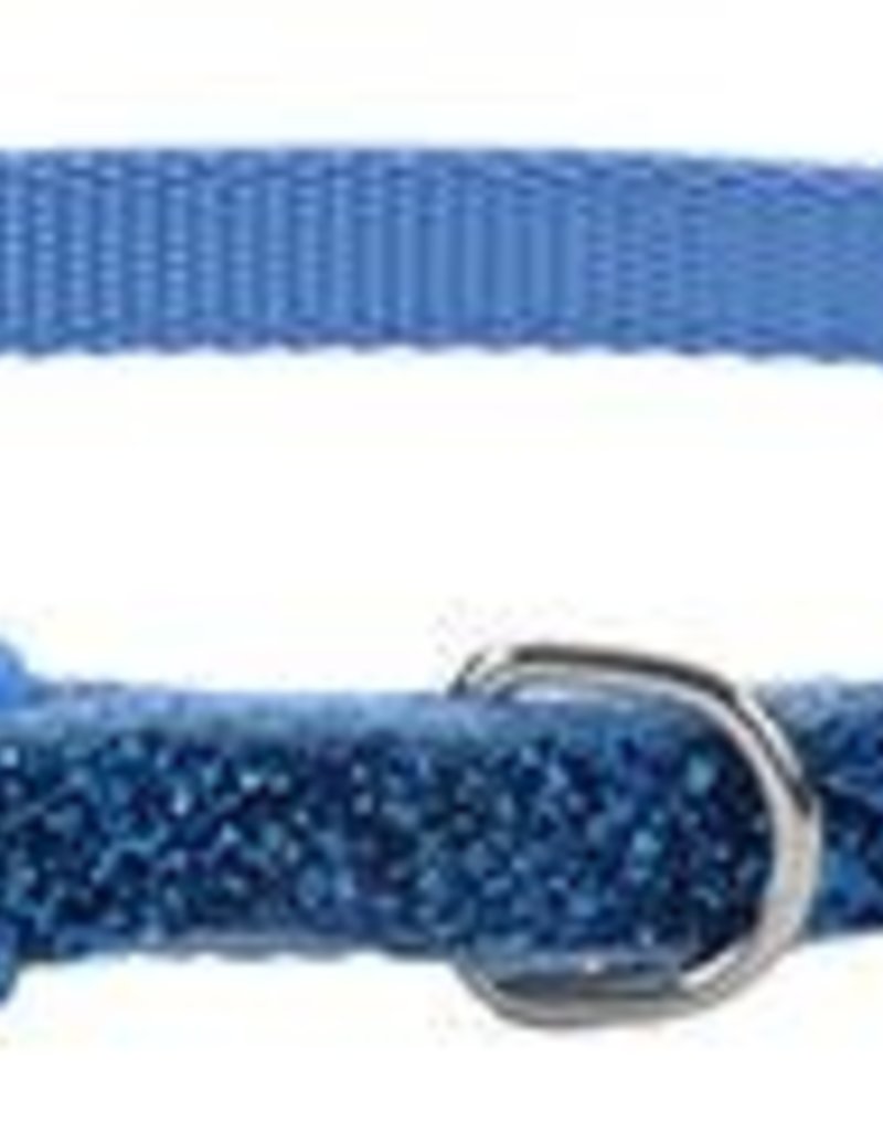 Lil Pals Li'l Pals Adjustable Dog Collar with Glitter Overlay - Blue 3/8x8-12in