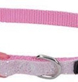 Lil Pals Li'l Pals Adjustable Dog Collar with Glitter Overlay - Pink 3/8x8-12in