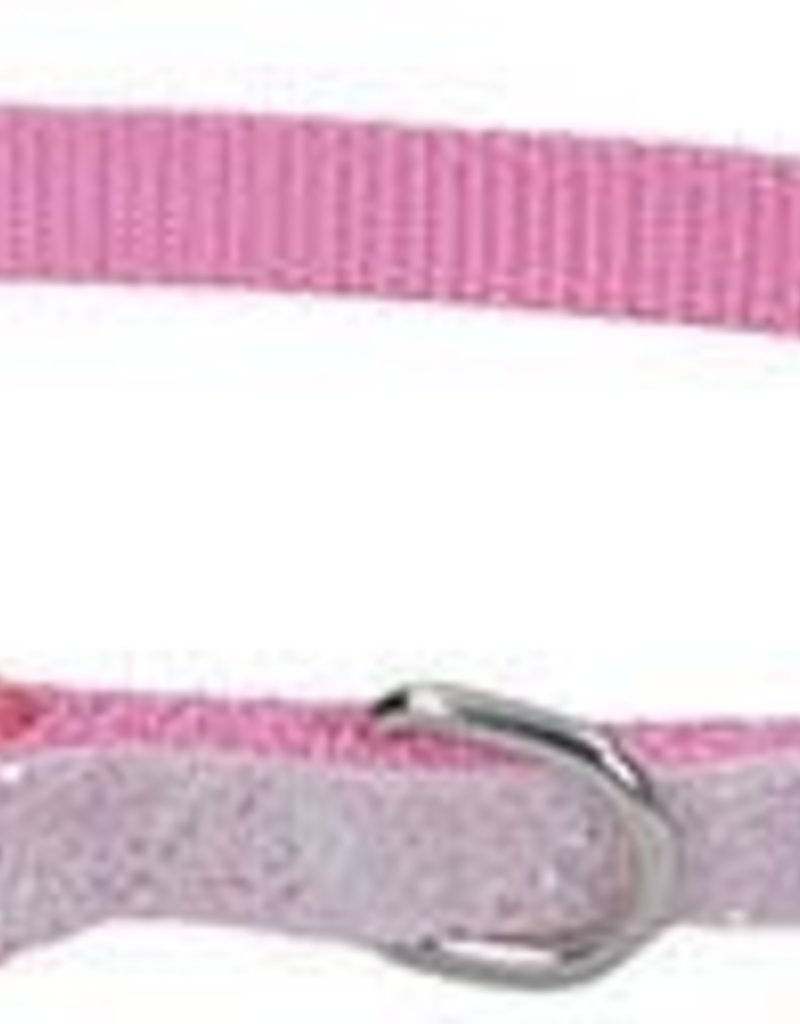 Lil Pals Li'l Pals Adjustable Dog Collar with Glitter Overlay - Pink 3/8x8-12in