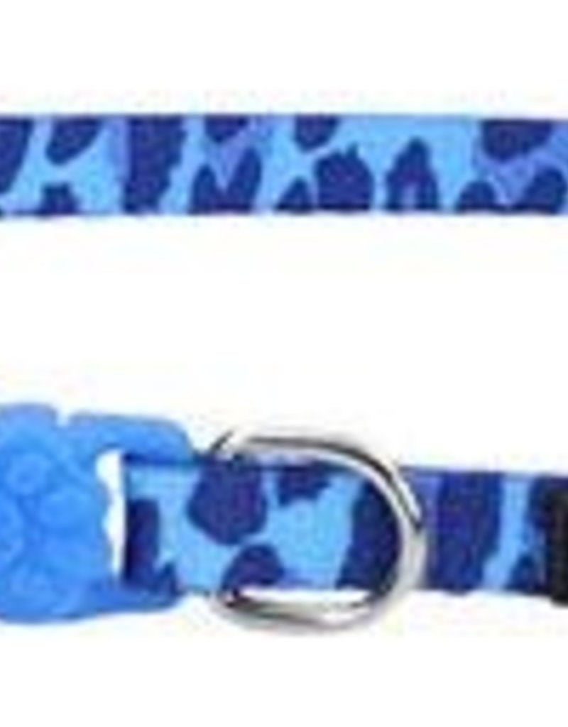 Lil Pals Li'l Pals Adjustable Patterned Dog Collar - Blue Leopard 5/16x8-12in