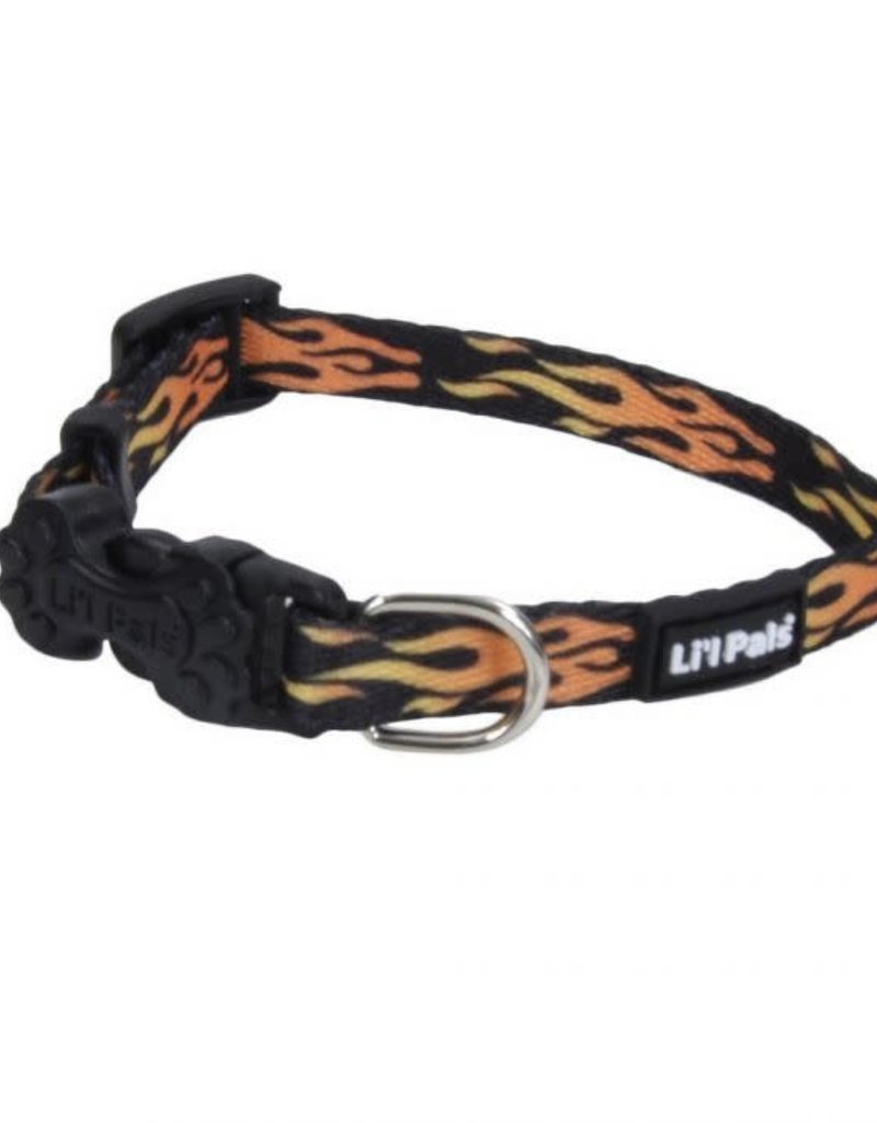 Lil Pals Li'l Pals Adjustable Patterned Dog Collar - Flames 5/16x6-8in