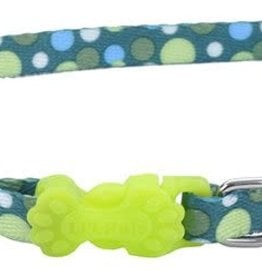 Lil Pals Li'l Pals Adjustable Patterned Dog Collar - Green Dot 5/16x8-12in