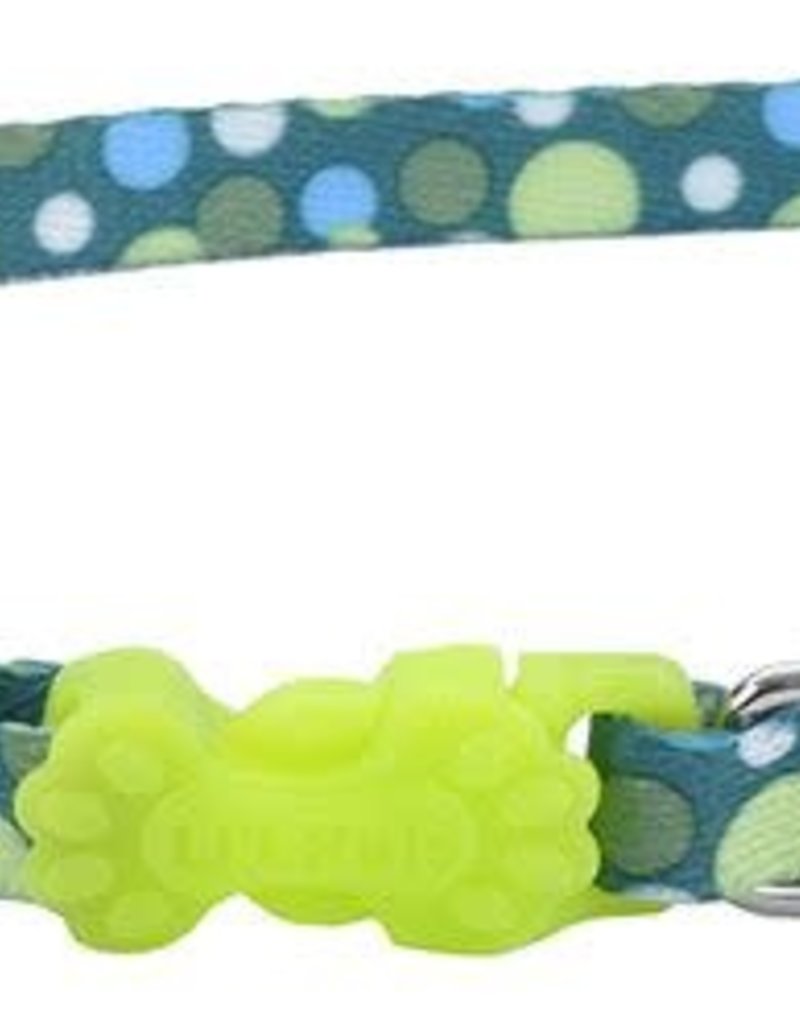 Lil Pals Li'l Pals Adjustable Patterned Dog Collar - Green Dot 5/16x8-12in
