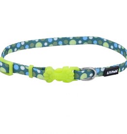 Lil Pals Li'l Pals Adjustable Patterned Dog Collar - Green Dot 5/16x6-8in