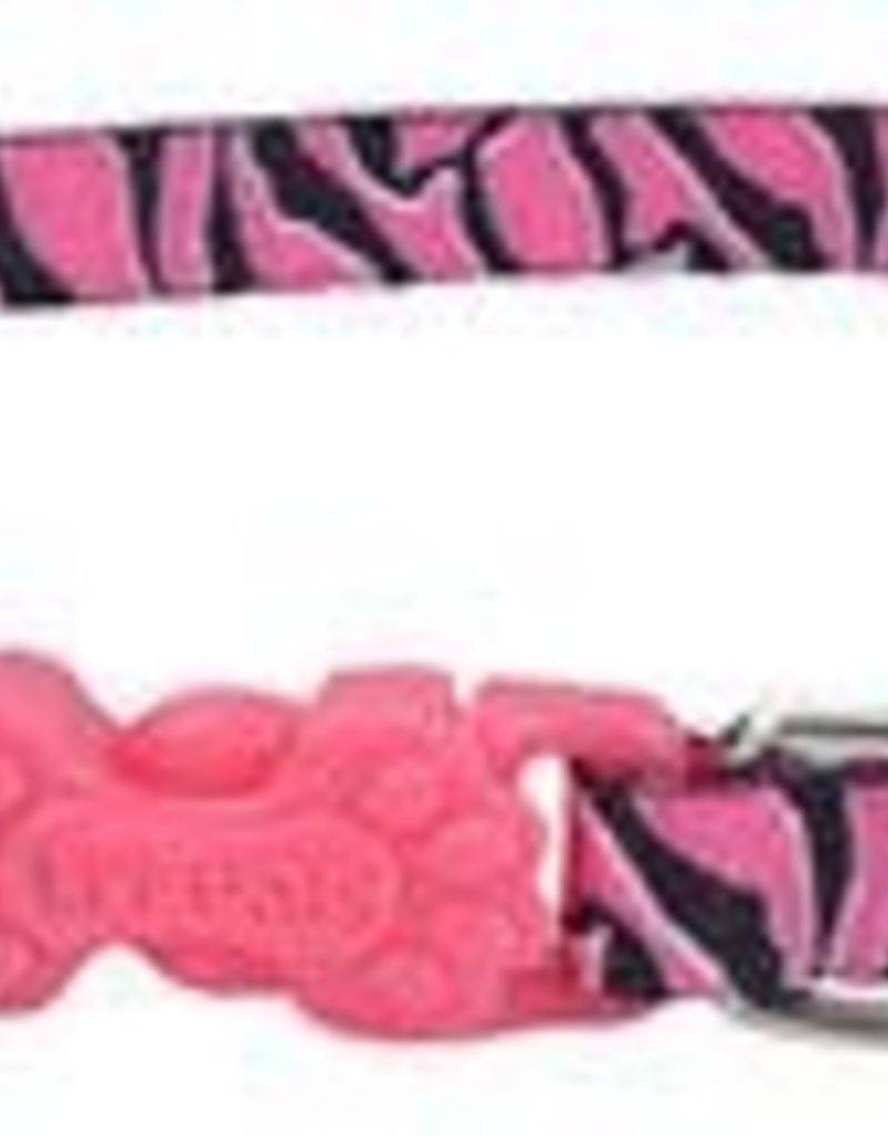 Lil Pals Li'l Pals Adjustable Patterned Dog Collar - Pink Zebra 5/16x6-8in