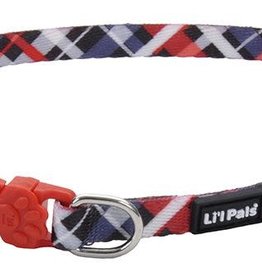 Lil Pals Li'l Pals Adjustable Patterned Dog Collar - Red Plaid 5/16x8-12in