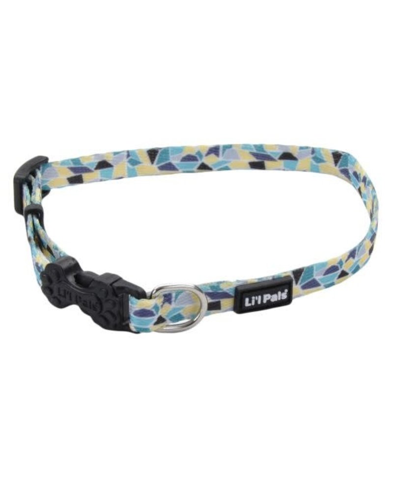 Lil Pals Li'l Pals Adjustable Patterned Dog Collar - Teal Stained Glass 5/16x6-8in