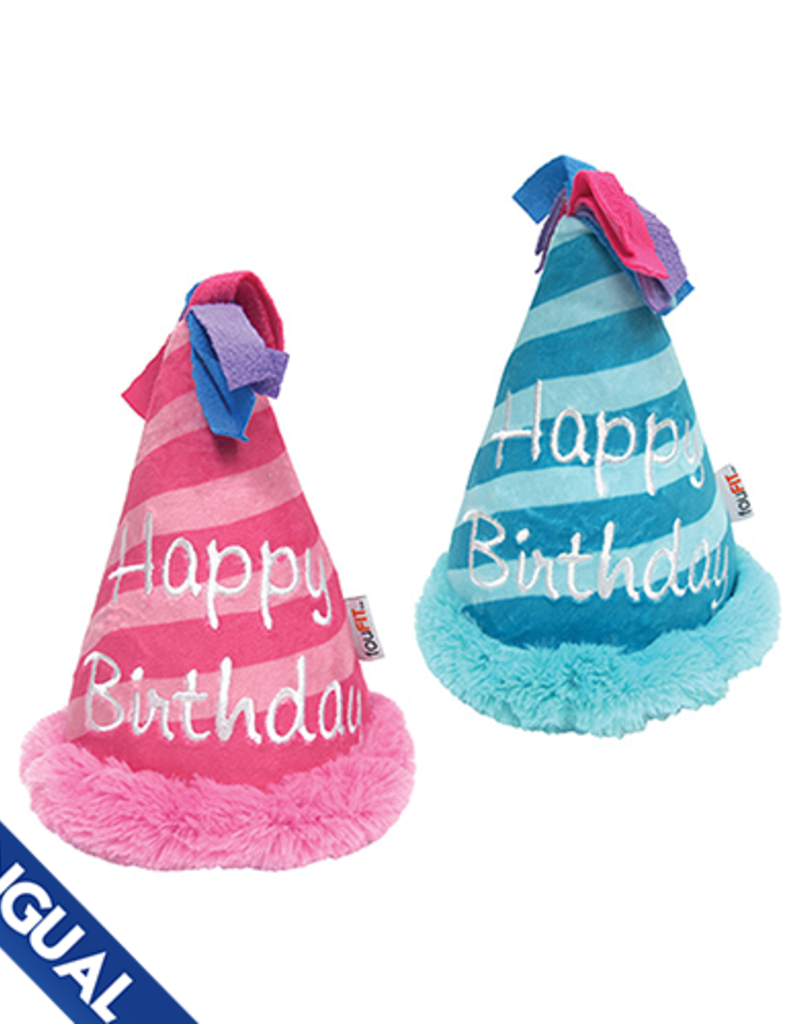 Foufou FouFou Plush Crinkle Birthday Hat Dog Toy - Pink