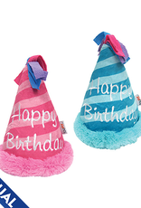 Foufou FouFou Plush Crinkle Birthday Hat Dog Toy - Blue