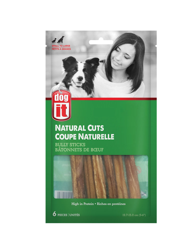 Dogit Dogit Natural Cuts Bully Sticks - Straight - 12.7-15.2 cm (5-6in) - 6 pack