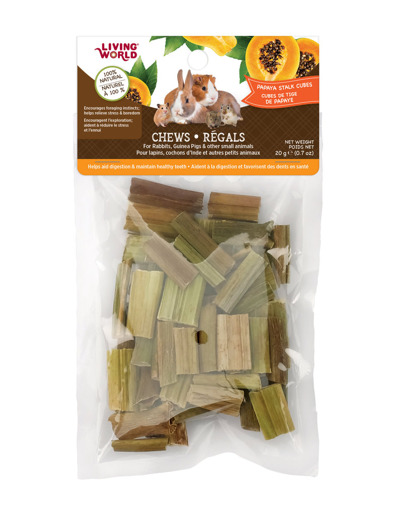 Living World Small Animal Chews - Papaya Stalk Cubes - 20 g
