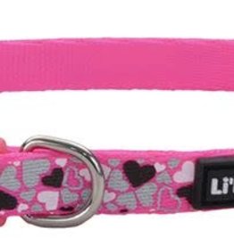 Lil Pals Li'l Pals Reflective Dog Collar - Pink Heart 3/8x6-8in
