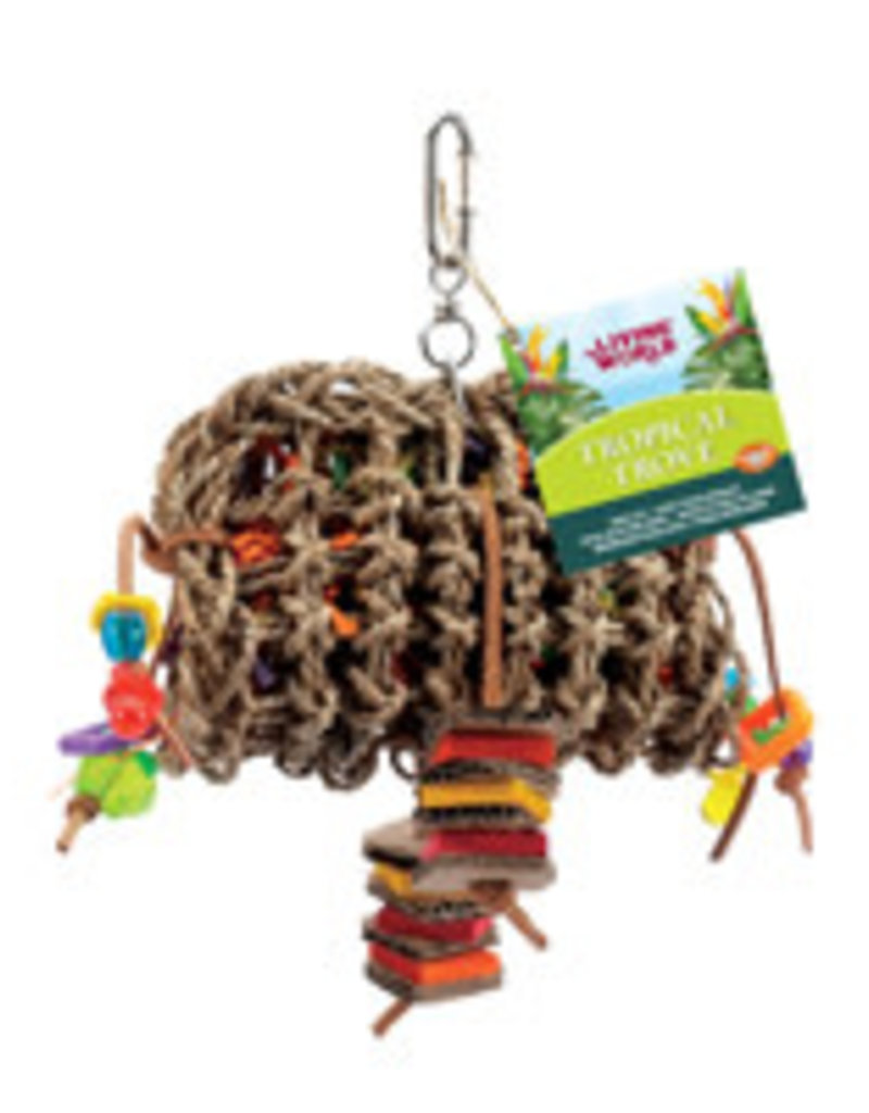 Living World Tropical Trove Foraging Pouch with Wood Bird Toy