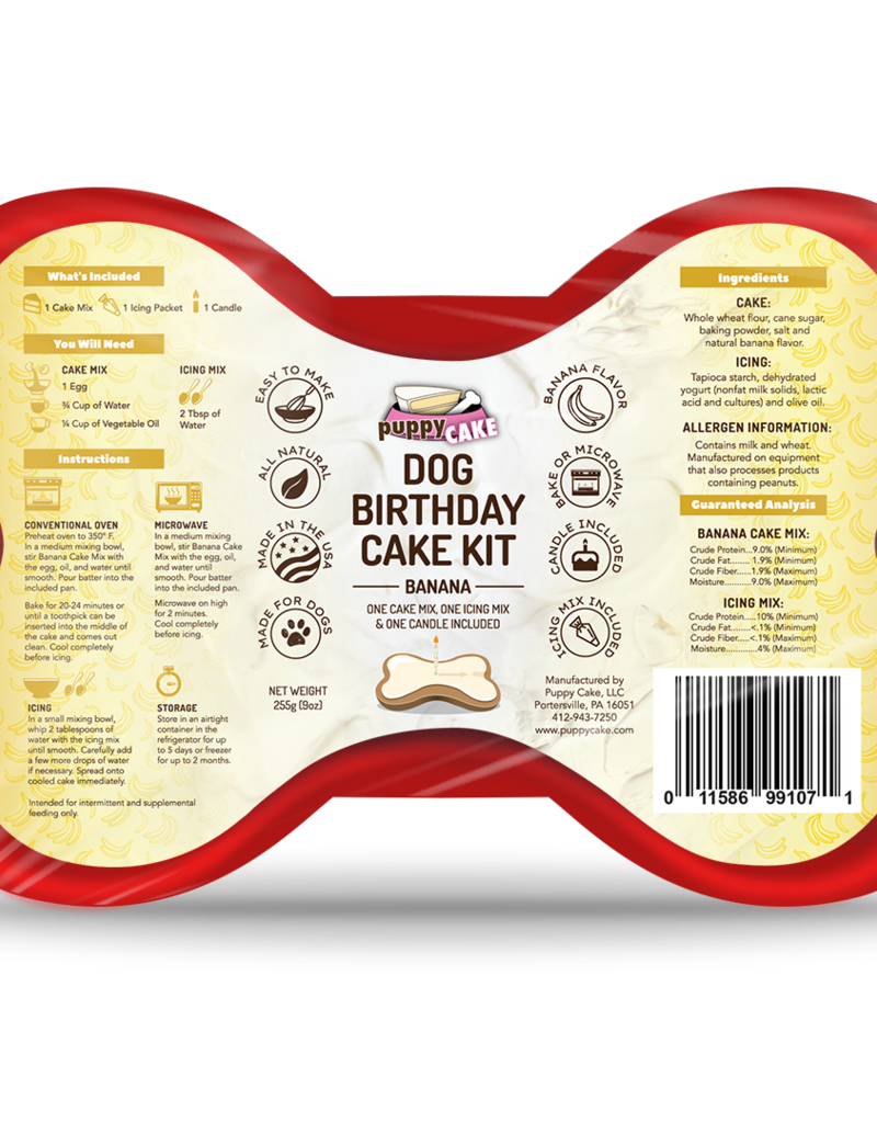 puppy cake Puppy Cake Dog Birthday Cake Kit- Banana Cake Mix, Icing Mix, and One Candle