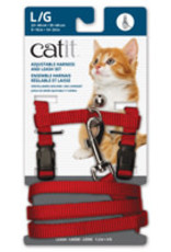 Catit Catit Adjustable Nylon Harness & Leash Set - Red - Large