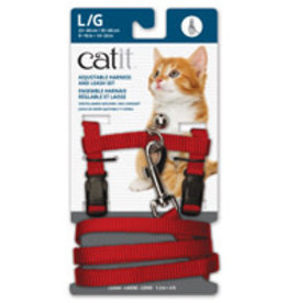 Catit Catit Adjustable Nylon Harness & Leash Set - Red - Large