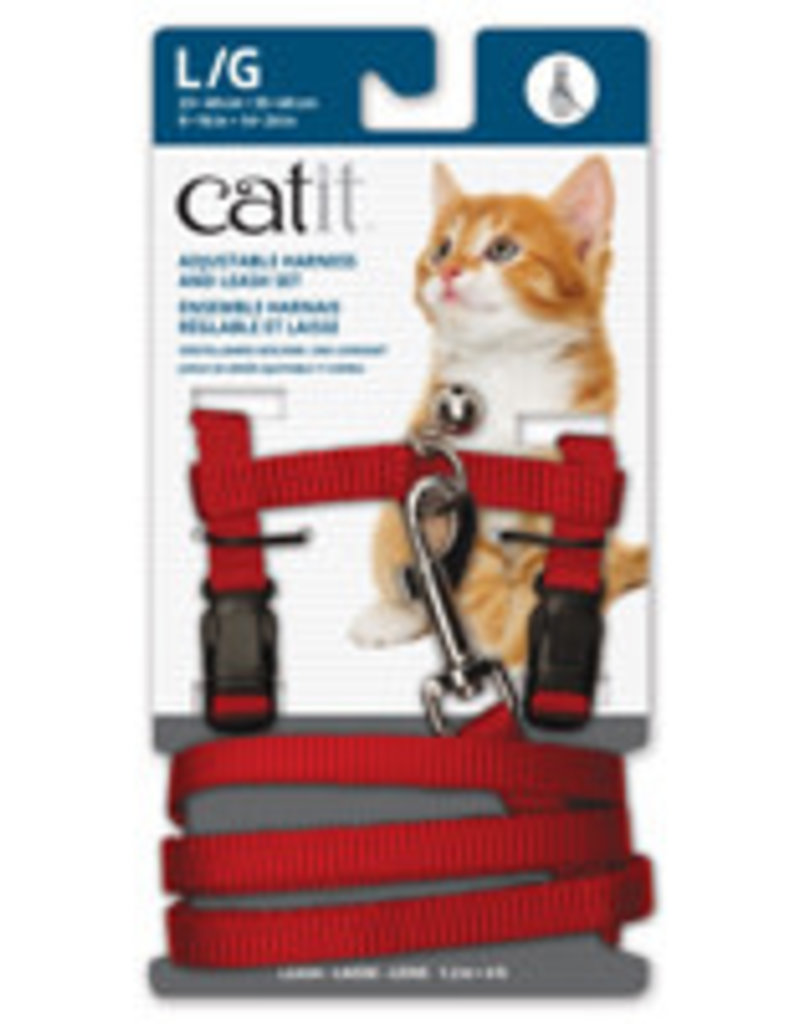 Catit Catit Adjustable Nylon Harness & Leash Set - Red - Large
