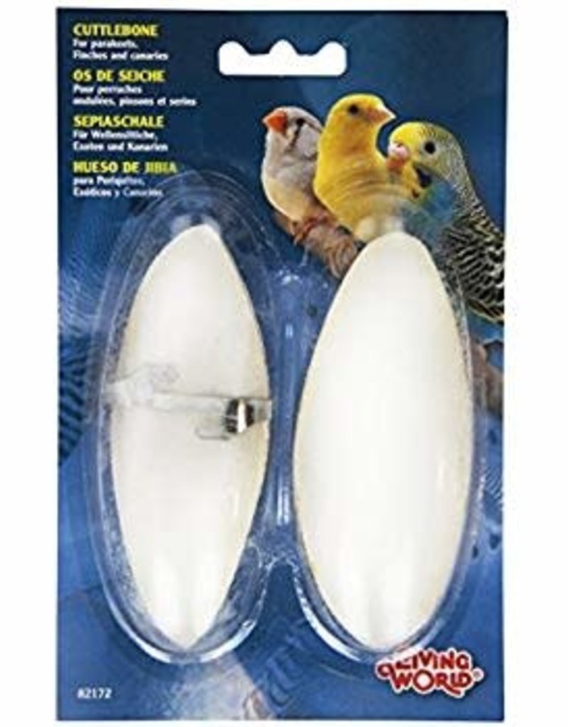 Living World Cuttlebone with Holder - Large - 15 - 18 cm (6in - 7in) - Twinpack