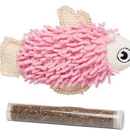 Bud-Z Pink Fish With Catnip Pock Cat 4.5in 1pc