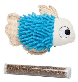 Bud-Z Blue Fish With Catnip Pock Cat 4.5in 1pc