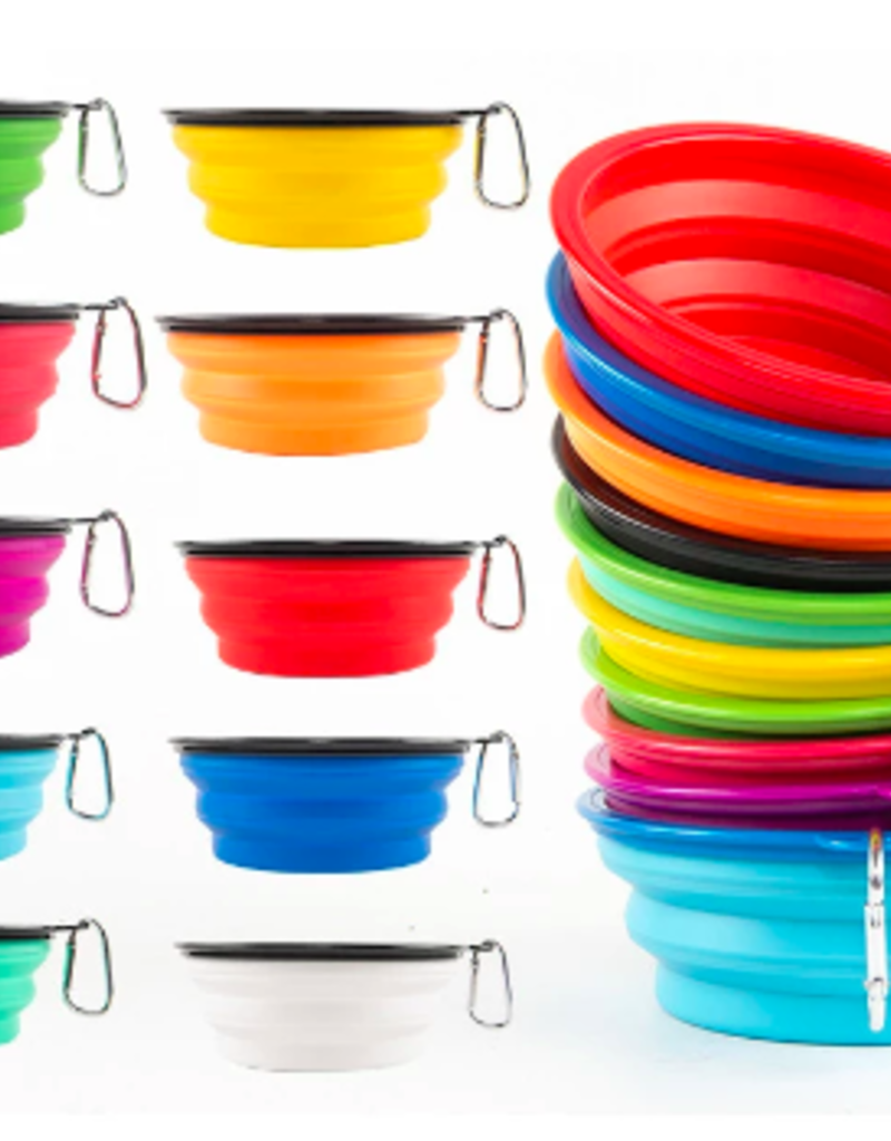 Collapsible Pet Silicone Bowl Assorted Colors - 1000mL