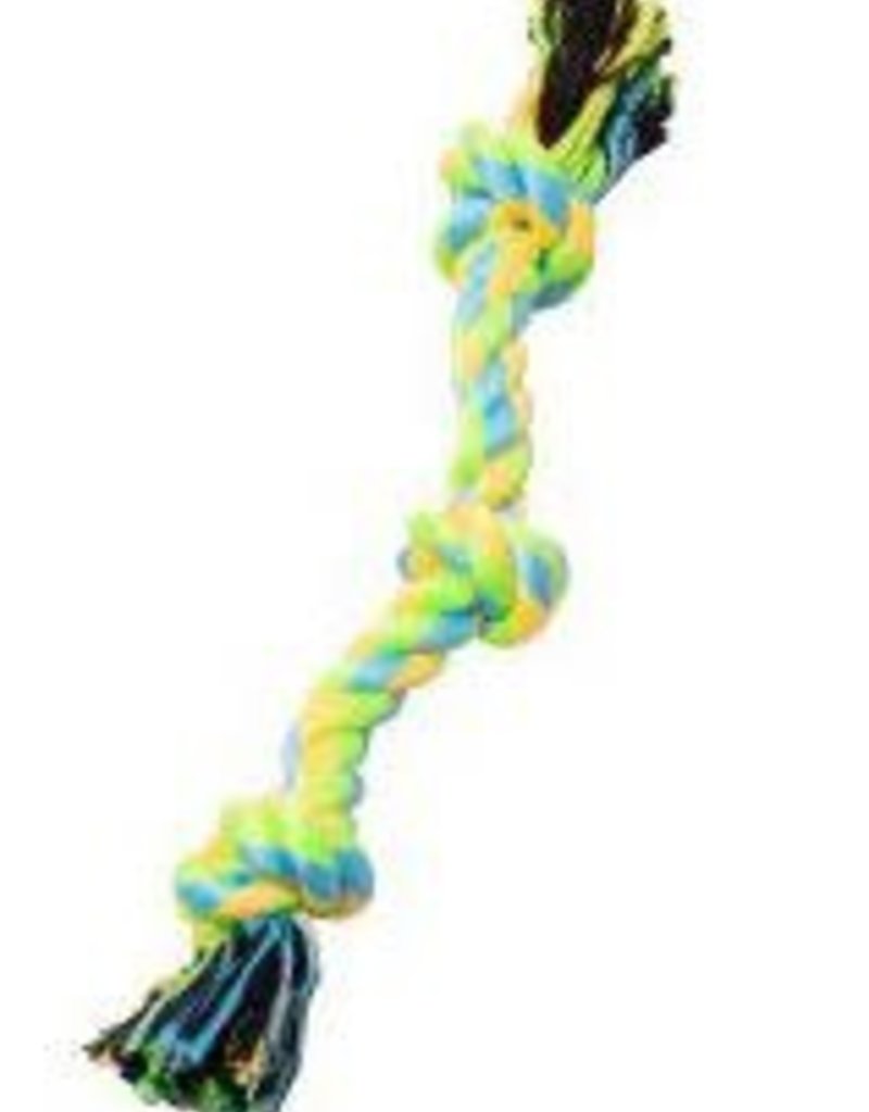 Bud-Z Rope With 3 Knots Green And Yellow Dog 12in