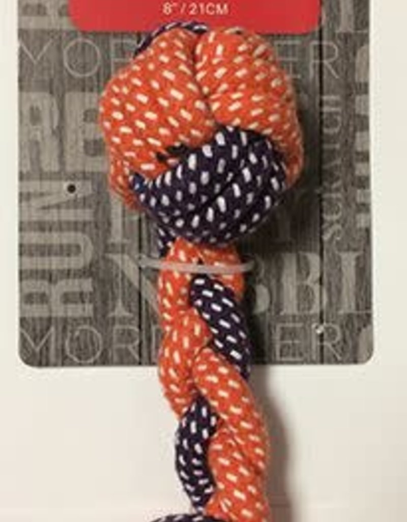 Bud-Z Rope Braided Dumbbell Orange And Purple Dog 8in