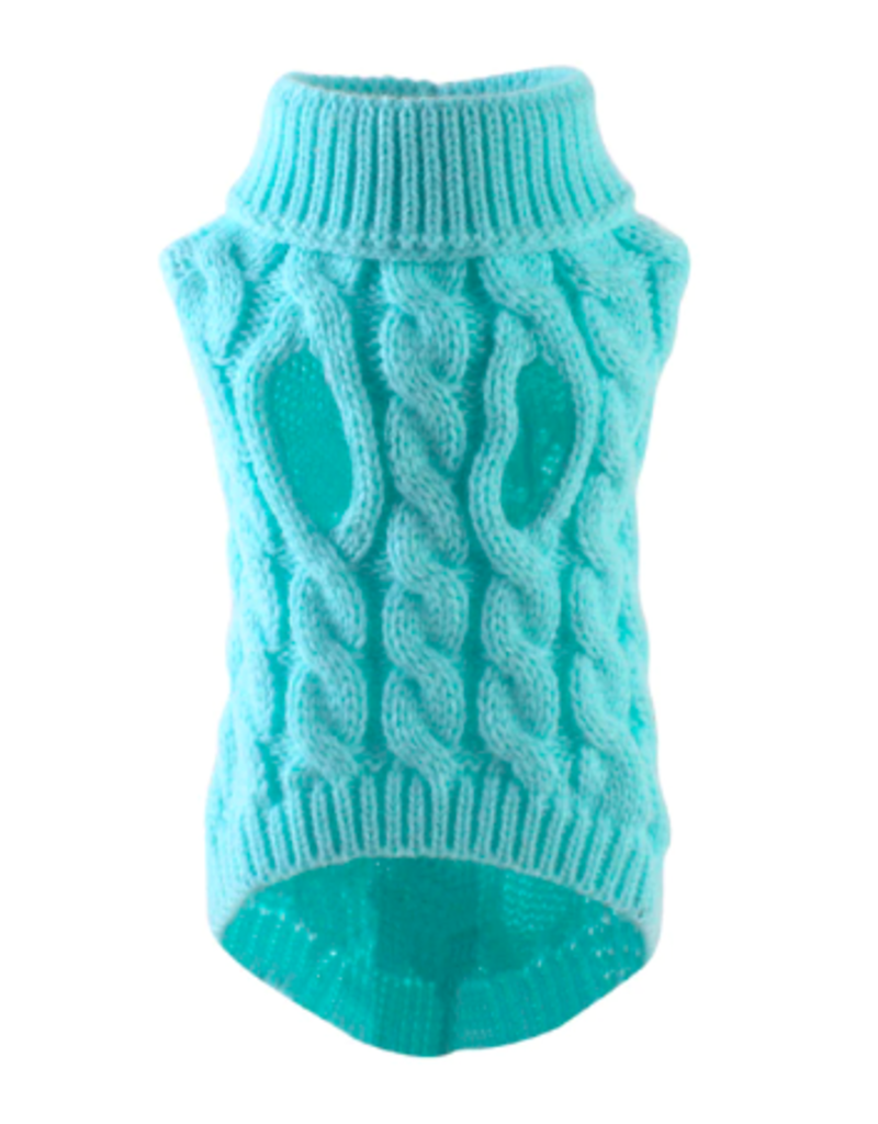 Knitted Turtleneck Dog Sweater - Light Blue - XL