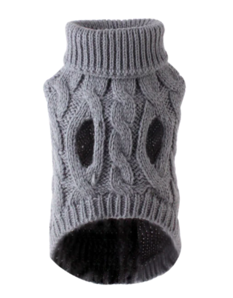 Knitted Turtleneck Dog Sweater - Gray - XL
