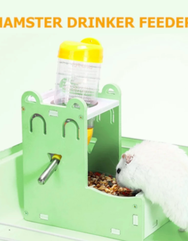 2 in 1 Hamster Bottle Holder & Food Feeder - Green
