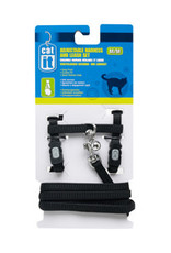 Catit Catit Adjustable Nylon Cat Harness & Leash Set - Black, Medium