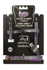 Simon's Adjustable Nylon Harness and Leash Denim - Purple M