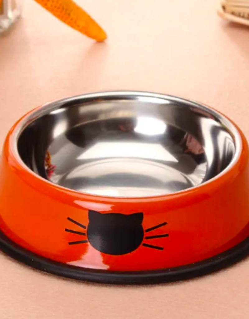 Wish Wish Non-Slip Cat Stainless Steel Bowl with Cat Face