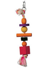 Living World Junglewood Bird Toy - Rope with 3 Beads/2 Blocks/1 Cylinder/1 Peg with Hanging Clip