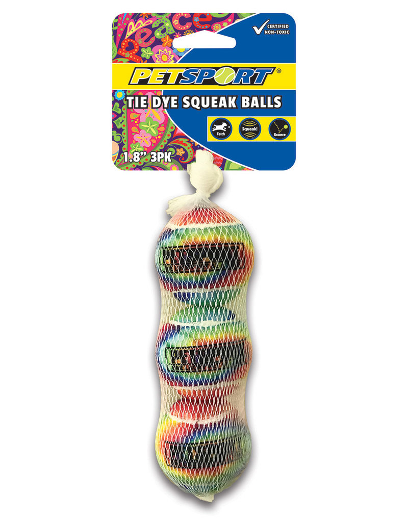 PETSPORT USA PetSport Tie Dye Squeak Ball - 1.8" - 3pk