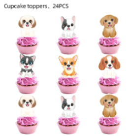 AliExpress Ali Pink Puppy Dog Pet Paw Birthday Party Supplies - Cupcake Toppers