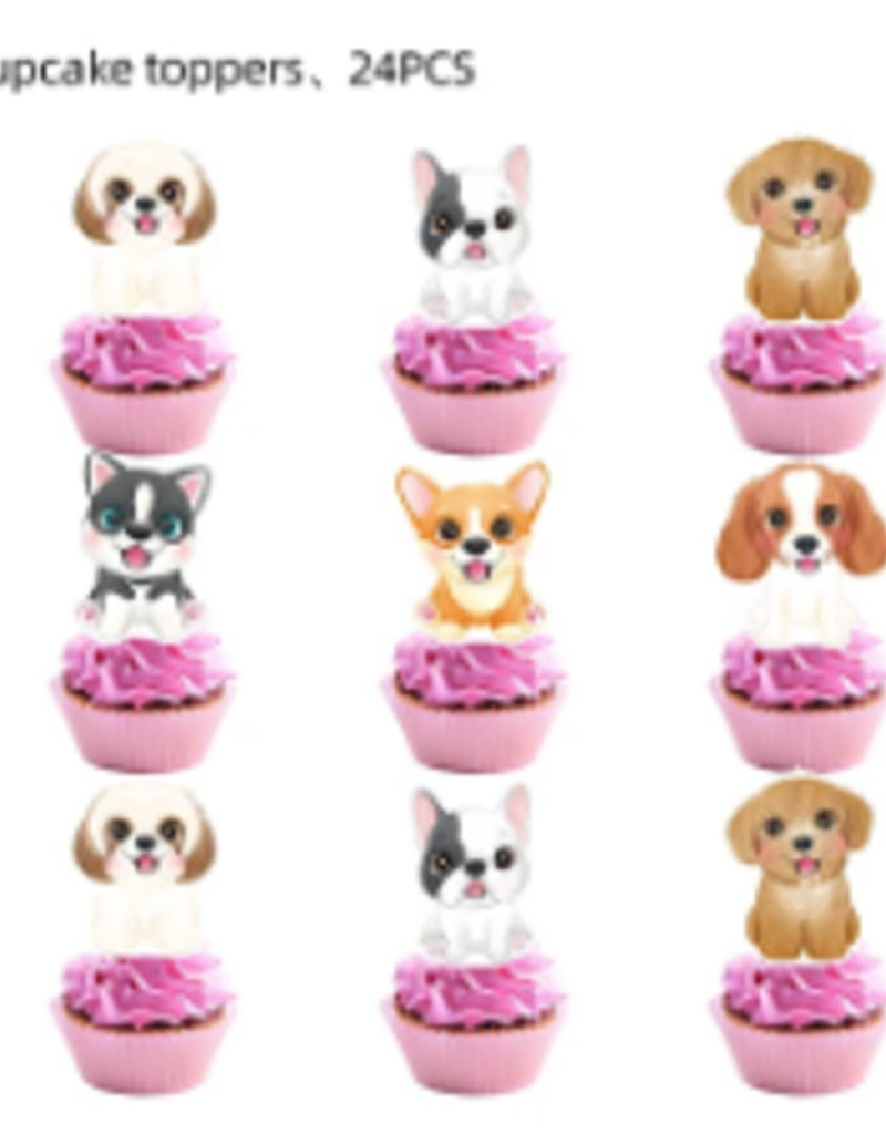 AliExpress Ali Pink Puppy Dog Pet Paw Birthday Party Supplies - Cupcake Toppers