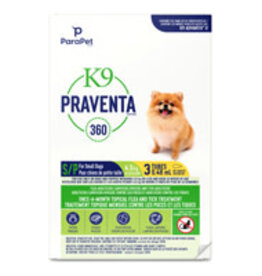 Parapet Parapet K9 Praventa 360 Flea & Tick Treatment - Small Dogs up to 4.5 kg - 3 Tubes