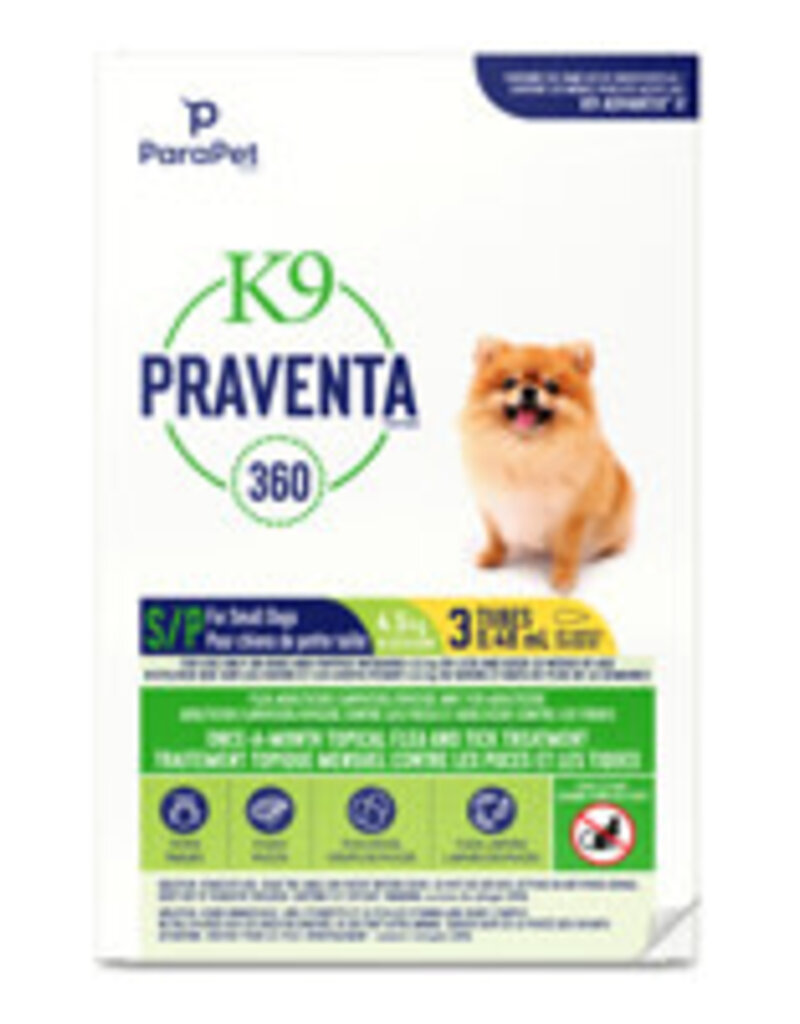 Parapet Parapet K9 Praventa 360 Flea & Tick Treatment - Small Dogs up to 4.5 kg - 3 Tubes