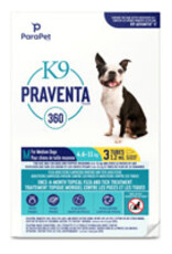 Parapet Parapet K9 Praventa 360 Flea & Tick Treatment - Medium Dogs 4.6 kg to 11 kg - 3 Tubes