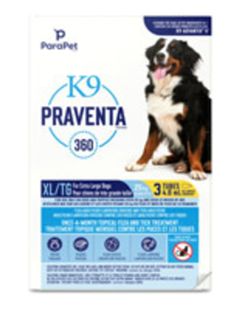 Parapet Parapet K9 Praventa 360 Flea & Tick Treatment - Extra Large Dogs over 25 kg - 3 Tubes