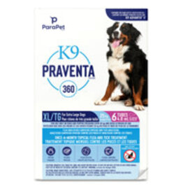 Parapet Parapet K9 Praventa 360 Flea & Tick Treatment - Extra Large Dogs over 25 kg - 6 Tubes