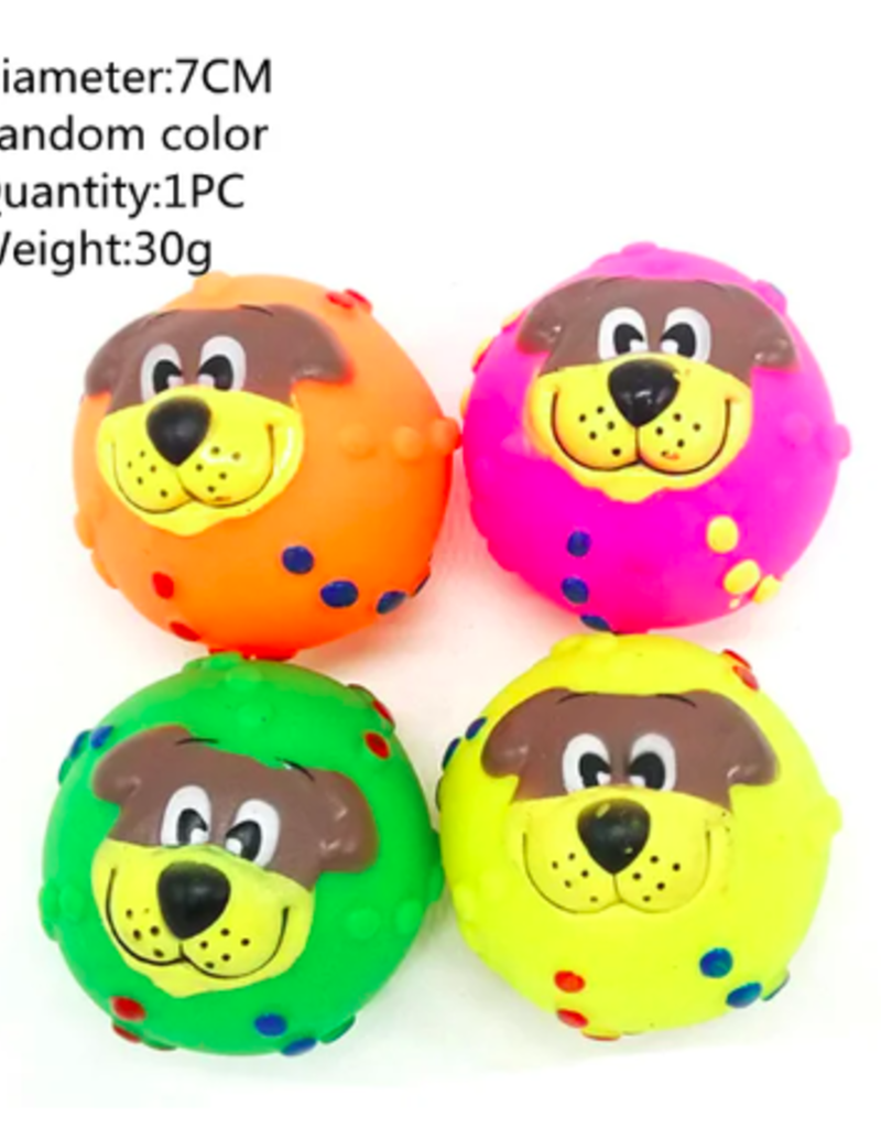 AliExpress Dog Toy - Squeaky Dog Face Ball 7cm - Assorted Colours