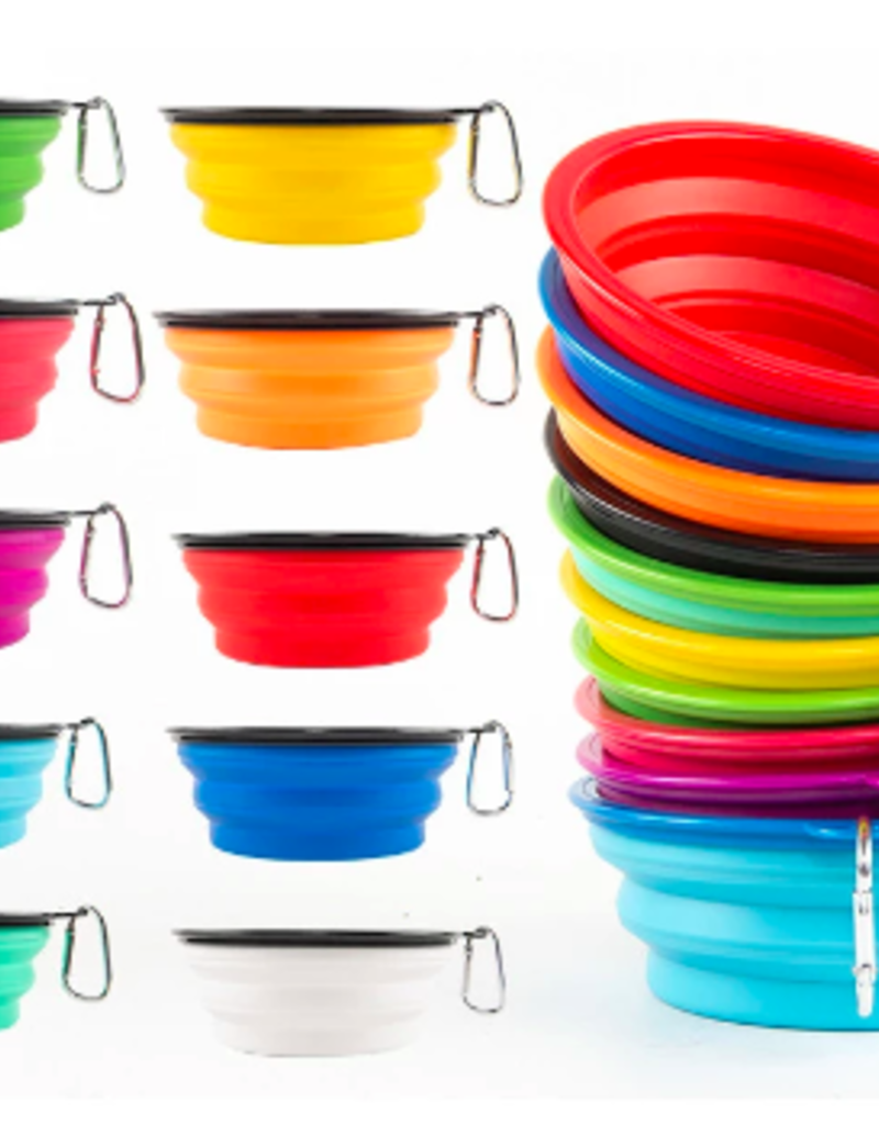 Collapsible Pet Silicone Bowl Assorted Colors - 350mL