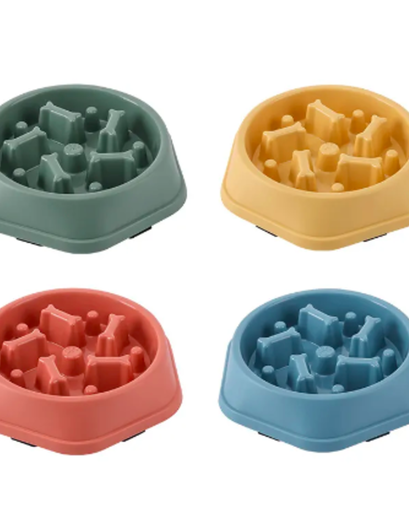 AliExpress Slow Feeding Dog Bowl - Round Bowl with Bones - Assorted Colors
